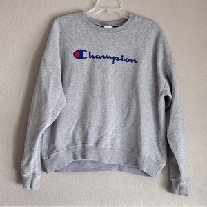 Normcore streetwear Women’s Champion Gray Crewneck Sweater w/ Iconic Logo size L